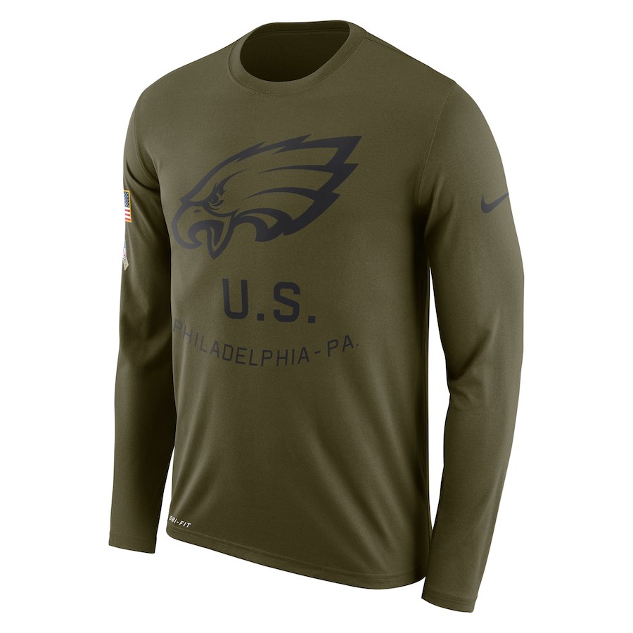 Philadelphia Eagles Nike Salute To Service Sideline Legend Performance Long Sleeve T-Shirt Olive Philadelphia Eagles Nike Salute To Service Sideline Legend Performance Long Sleeve T-Shirt Olive