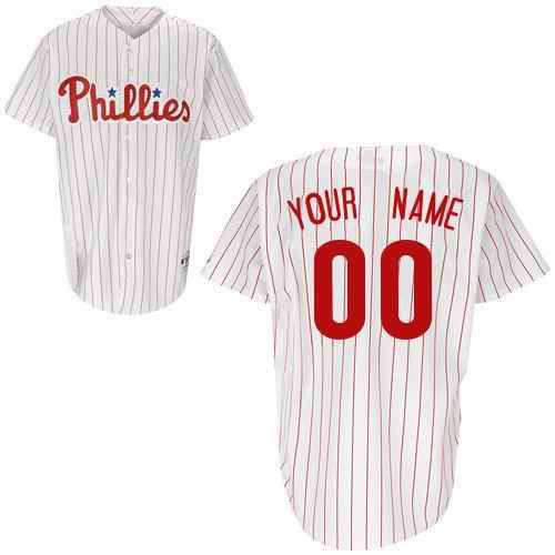 Philadelphia Phillies White Red-Strip Man Custom Jerseys