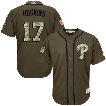 Phillies #17 Rhys Hoskins Green Salute to Service Stitched MLB Jersey Phillies #17 Rhys Hoskins Green Salute to Service Stitched MLB Jersey