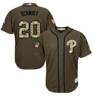 Phillies #20 Mike Schmidt Green Salute to Service Stitched MLB Jersey