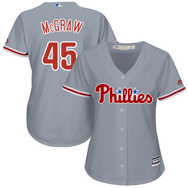 Phillies #45 Tug McGraw Grey Road Women's Stitched MLB Jersey