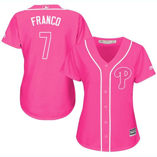 Phillies #7 Maikel Franco Pink Fashion Women's Stitched MLB Jersey Phillies #7 Maikel Franco Pink Fashion Women's Stitched MLB Jersey