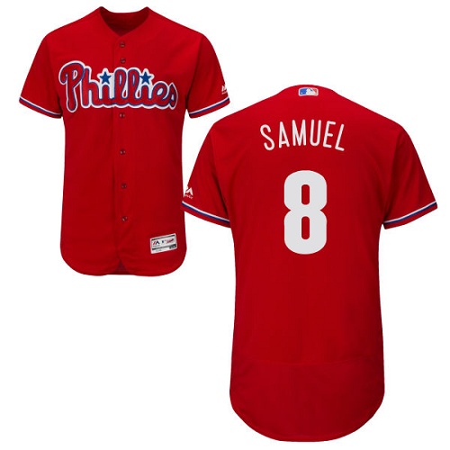 Phillies #8 Juan Samuel Red Flexbase Authentic Collection Stitched MLB Jersey