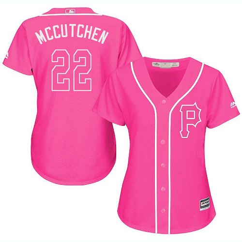 Pirates #22 Andrew McCutchen Pink Fashion Women's Stitched MLB Jersey