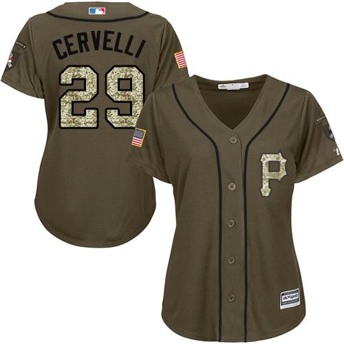 Pirates #29 Francisco Cervelli Green Salute to Service Women's Stitched MLB Jersey Pirates #29 Francisco Cervelli Green Salute to Service Women's Stitched MLB Jersey