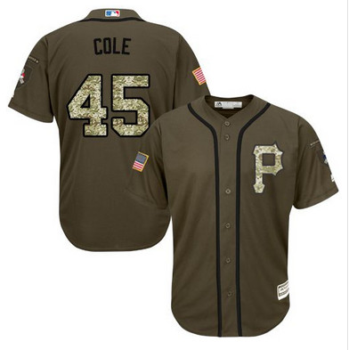 Pirates #45 Gerrit Cole Green Salute to Service Stitched MLB Jersey