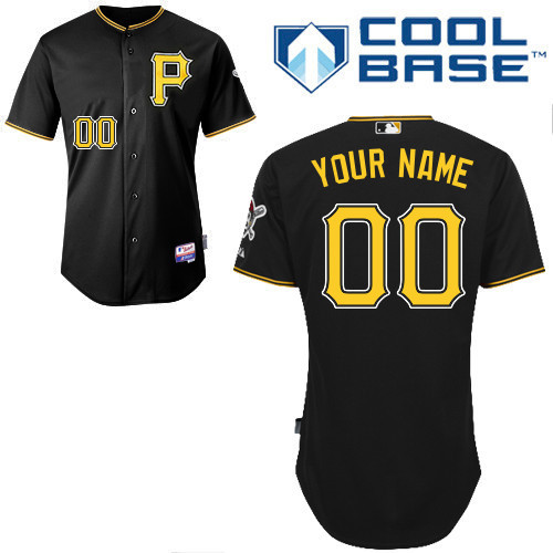 Pirates Black Customized Men Cool Base Jersey
