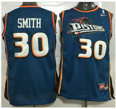 Pistons #30 Joe Smith Blue Throwback Stitched NBA Jersey