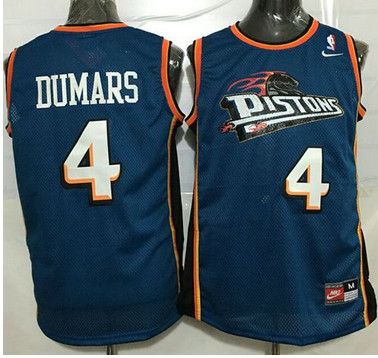 Pistons #4 Joe Dumars Blue Throwback Stitched NBA Jersey