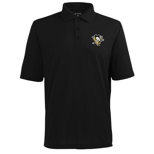 Pittsburgh Penguins Antigua Pique Xtra-Lite Polo - Black