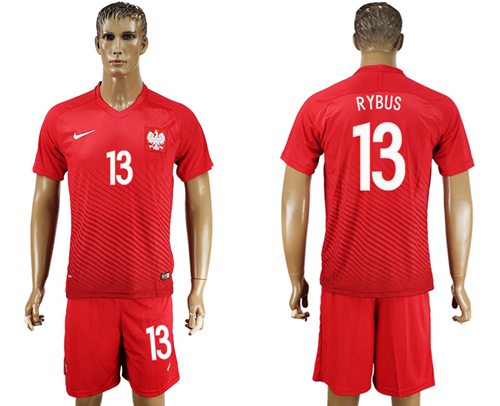 Poland #13 Rybus Away Soccer Country Jersey Poland #13 Rybus Away Soccer Country Jersey