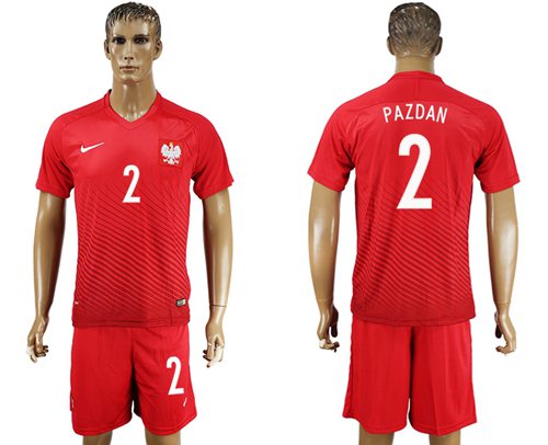 Poland #2 Pazdan Away Soccer Country Jersey Poland #2 Pazdan Away Soccer Country Jersey