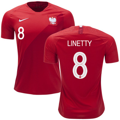Poland #8 Linetty Away Soccer Country Jersey