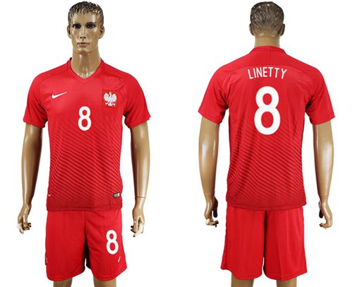 Poland #8 Linetty Away Soccer Country Jersey Poland #8 Linetty Away Soccer Country Jersey