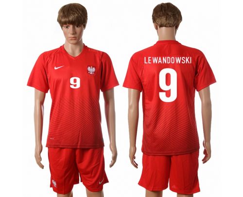 Poland #9 Lewandowski Away Soccer Country Jersey