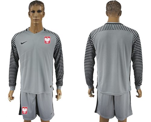 Poland Blank Grey Goalkeeper Long Sleeves Soccer Country Jersey Poland Blank Grey Goalkeeper Long Sleeves Soccer Country Jersey