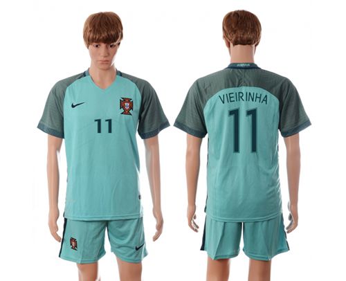 Portugal #11 Vieirinha Away Soccer Country Jersey Portugal #11 Vieirinha Away Soccer Country Jersey