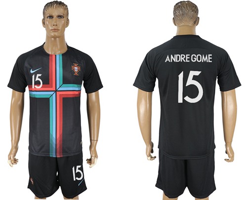 Portugal #15 Andre Gome Black Training Soccer Country Jersey Portugal #15 Andre Gome Black Training Soccer Country Jersey