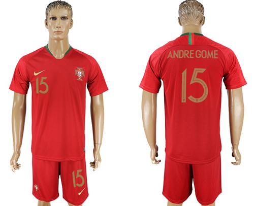 Portugal #15 Andre Gome Home Soccer Country Jersey