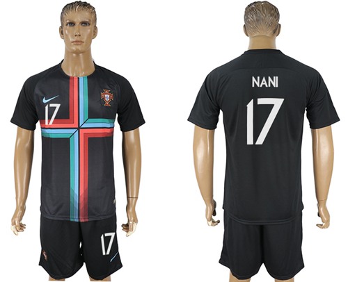 Portugal #17 Nani Black Training Soccer Country Jersey Portugal #17 Nani Black Training Soccer Country Jersey