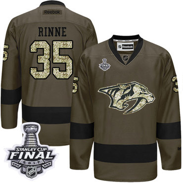 Predators #35 Pekka Rinne Green Salute to Service 2017 Stanley Cup Final Patch Stitched NHL Jersey