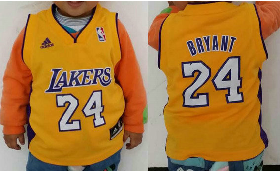 Kid Kobe Bryant Los Angeles Lakers #24 Yellow Jersey