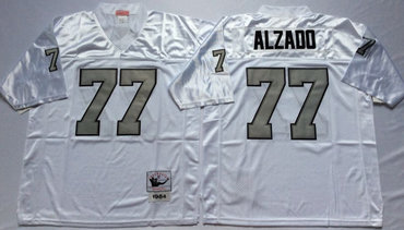 Raiders 77 Lyle Alzado White Silver Number Throwback Jersey Raiders 77 Lyle Alzado White Silver Number Throwback Jersey