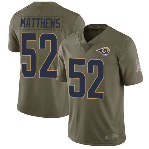 Rams #52 Clay Matthews Olive Youth Stitched Football Limited 2017 Salute to Service Jersey Rams #52 Clay Matthews Olive Youth Stitched Football Limited 2017 Salute to Service Jersey