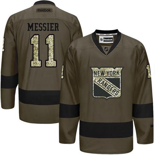 Rangers #11 Mark Messier Green Salute to Service Stitched NHL