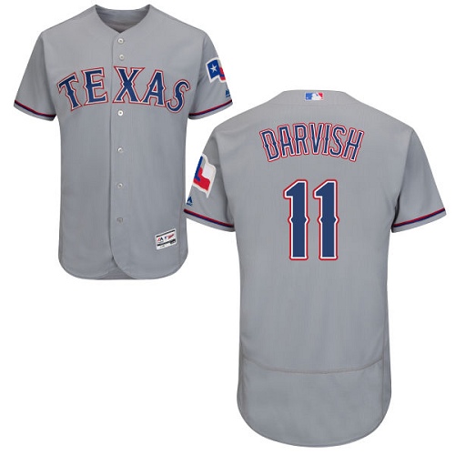 Rangers #11 Yu Darvish Grey Flexbase Authentic Collection Stitched MLB Jersey Rangers #11 Yu Darvish Grey Flexbase Authentic Collection Stitched MLB Jersey