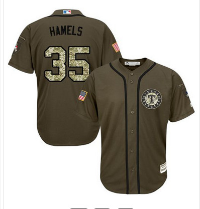 Rangers #35 Cole Hamels Green Salute to Service Stitched MLB Jersey