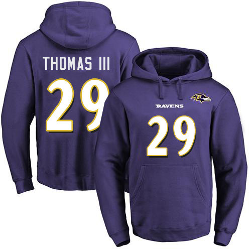 Ravens #29 Earl Thomas III Purple Name & Number Pullover Football Hoodie