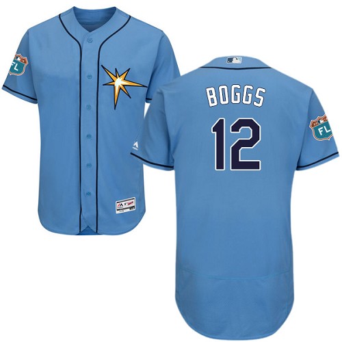 Rays #12 Wade Boggs Light Blue Flexbase Authentic Collection Stitched MLB Jersey Rays #12 Wade Boggs Light Blue Flexbase Authentic Collection Stitched MLB Jersey