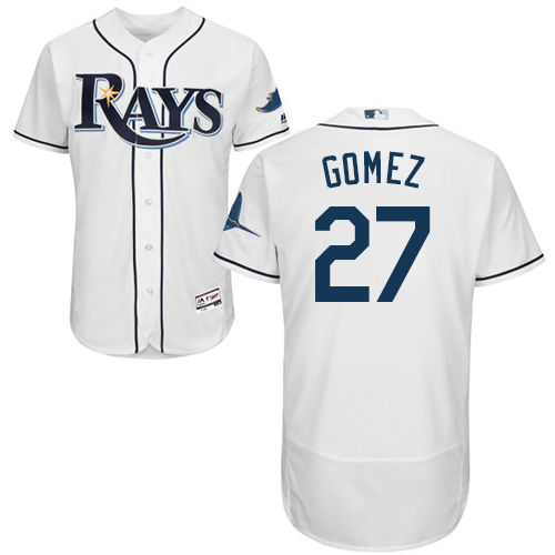 Rays #27 Carlos Gomez White Flexbase Authentic Collection Stitched Baseball Jersey Rays #27 Carlos Gomez White Flexbase Authentic Collection Stitched Baseball Jersey