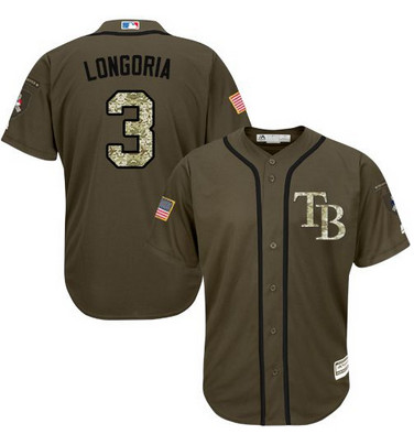 Rays #3 Evan Longoria Green Salute to Service Stitched MLB Jersey