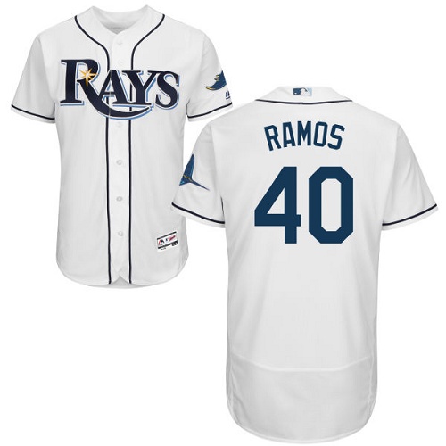Rays #40 Wilson Ramos White Flexbase Authentic Collection Stitched MLB Jersey Rays #40 Wilson Ramos White Flexbase Authentic Collection Stitched MLB Jersey