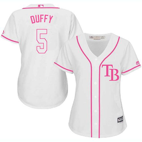 Rays #5 Matt Duffy White Pink Fashion Women's Stitched MLB Jersey Rays #5 Matt Duffy White Pink Fashion Women's Stitched MLB Jersey
