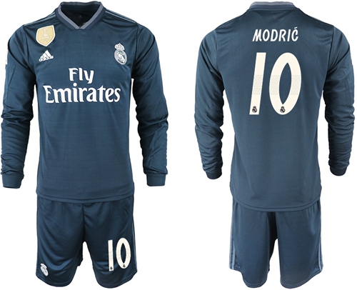 Real Madrid #10 Modric Away Long Sleeves Soccer Club Jersey Real Madrid #10 Modric Away Long Sleeves Soccer Club Jersey