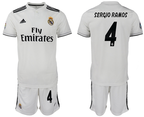 Real Madrid #4 Sergio Ramos White Home Soccer Club Jersey Real Madrid #4 Sergio Ramos White Home Soccer Club Jersey