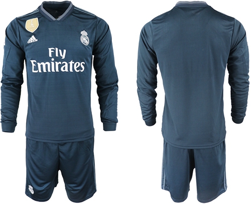 Real Madrid Blank Away Long Sleeves Soccer Club Jersey