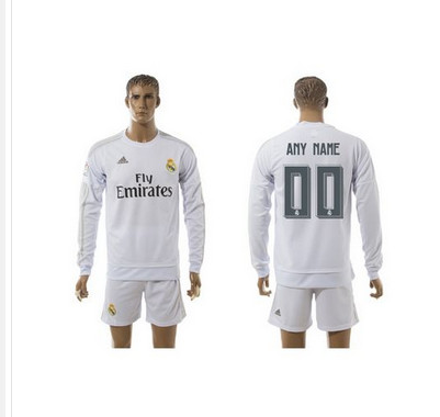 Real Madrid Personalized Home Long Sleeve Soccer Club Jersey