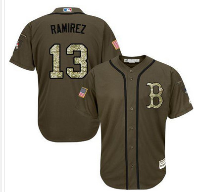 Red Sox #13 Hanley Ramirez Green Salute to Service Stitched MLB Jersey