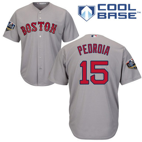 Red Sox #15 Dustin Pedroia Grey Cool Base 2018 World Series Stitched Youth MLB Jersey Red Sox #15 Dustin Pedroia Grey Cool Base 2018 World Series Stitched Youth MLB Jersey