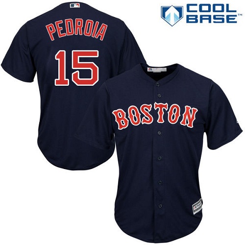 Red Sox #15 Dustin Pedroia Navy Blue Alternate Women's Stitched MLB Jersey