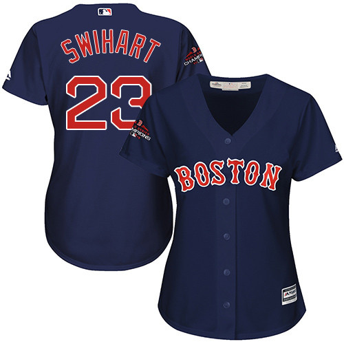Red Sox #23 Blake Swihart Navy Blue Alternate 2018 World Series Champions Women's Stitched MLB Jersey