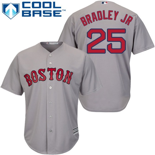 Red Sox #25 Jackie Bradley Jr Grey Road Women's Stitched MLB Jersey