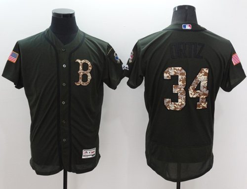 Red Sox #34 David Ortiz Green Flexbase Authentic Collection Salute to Service Stitched MLB Jersey Red Sox #34 David Ortiz Green Flexbase Authentic Collection Salute to Service Stitched MLB Jersey