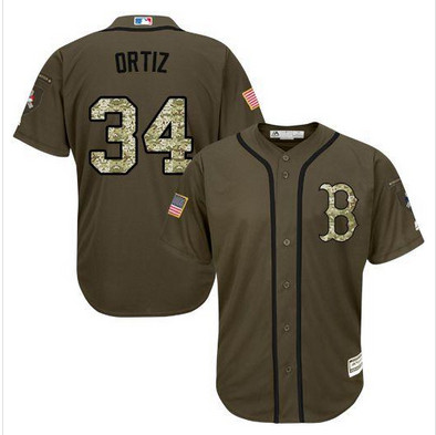 Red Sox #34 David Ortiz Green Salute to Service Stitched MLB Jersey