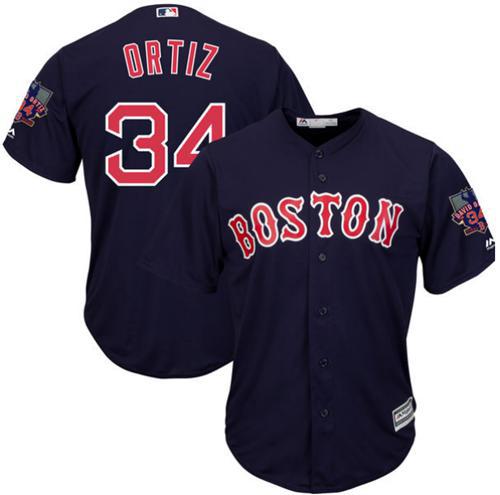 Red Sox #34 David Ortiz Navy Blue New Cool Base with Retirement Patch Stitched MLB Jersey Red Sox #34 David Ortiz Navy Blue New Cool Base with Retirement Patch Stitched MLB Jersey