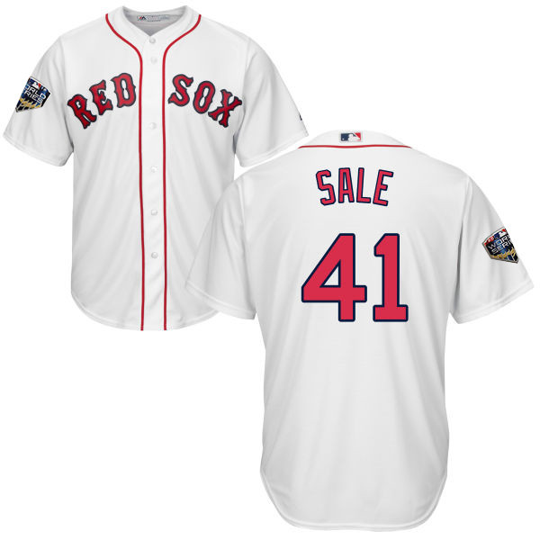 Red Sox #41 Chris Sale White Cool Base 2018 World Series Stitched Youth MLB Jersey Red Sox #41 Chris Sale White Cool Base 2018 World Series Stitched Youth MLB Jersey